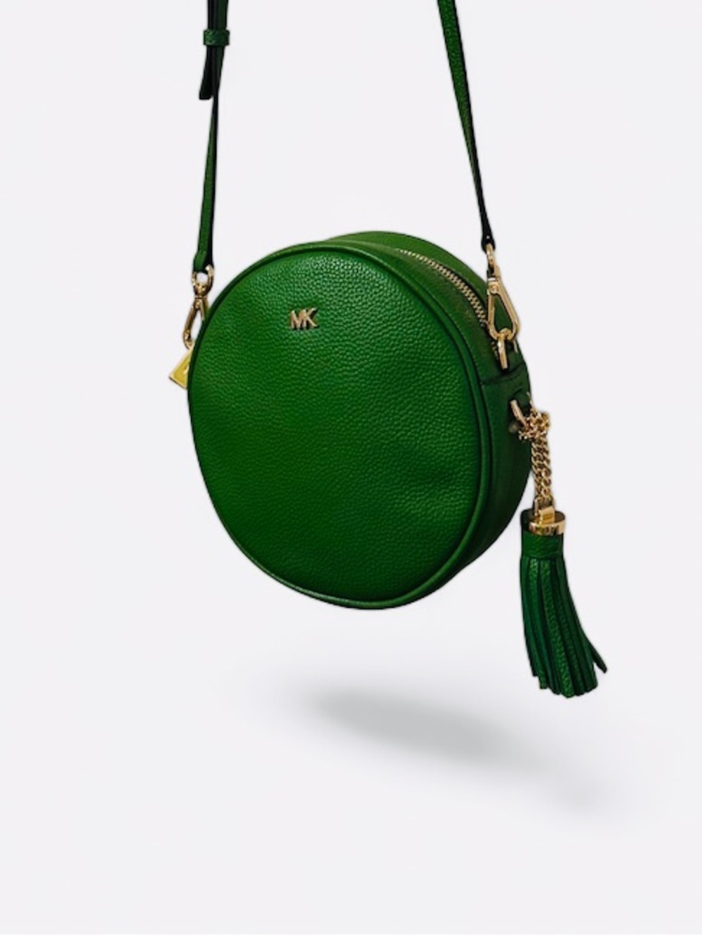 MICHAEL KORS Crossbody Removable Strap Tassel 2000s Canteen Pebbled Leather Bag